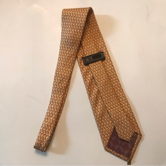Daks London mouse print silk neck tie orange novelty - Picture 3 of 8